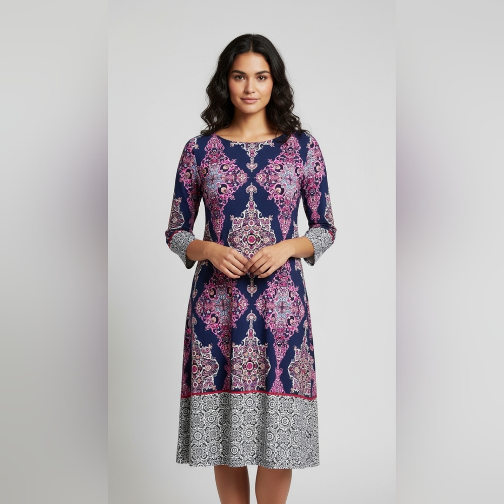 Women’s London Style Collection Dress – Petite 16 – Vibrant Multicolor Print